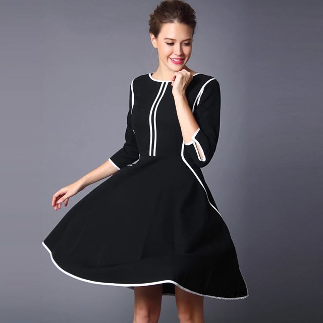 monochrome cocktail dress