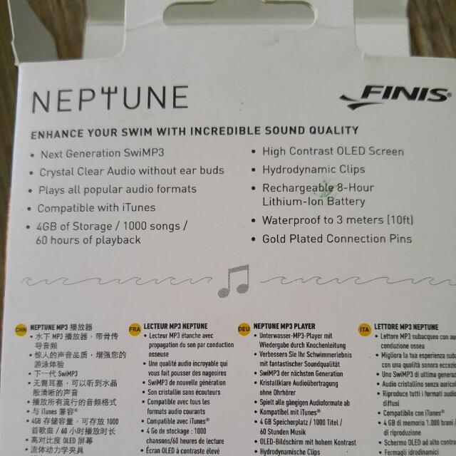 Finis Lecteur MP3 Étanche Neptune V2