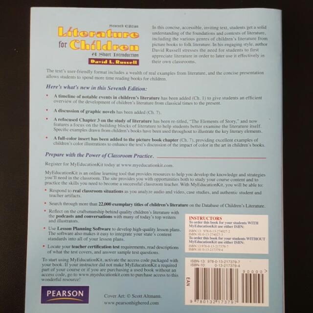 Literature for children a short introduction 7th edition by david l