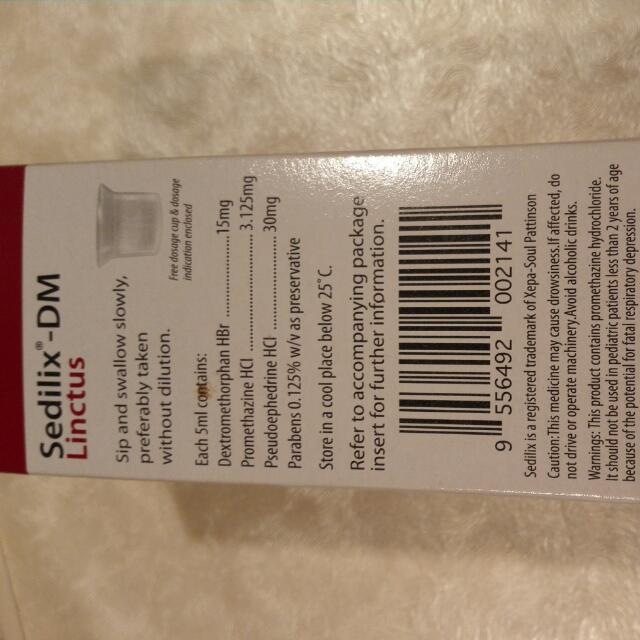 NEW SedilixDM Linctus for Cough, Cold Flu Running Nose, Itch