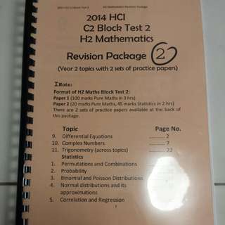 2014 Hwa Chong JC H2 Math Revision Package 2
