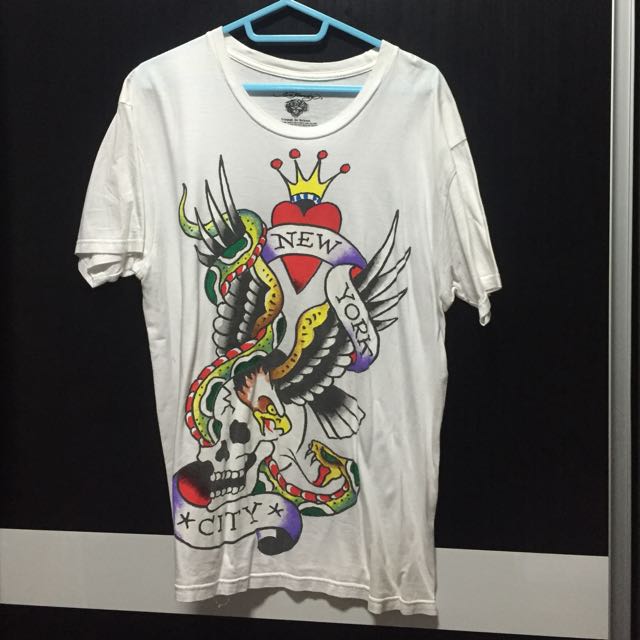 Ed Hardy Basic Tee New York City Short Sleeve White Crew Neck