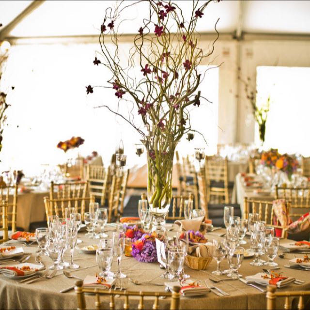 Table Centerpieces Curly Willow Wedding Hotels Tiffany Chairs