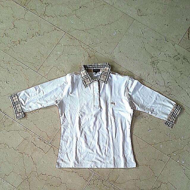 Burberry London 3 4 Sleeve Collared Casual Shirt Women S Fashion