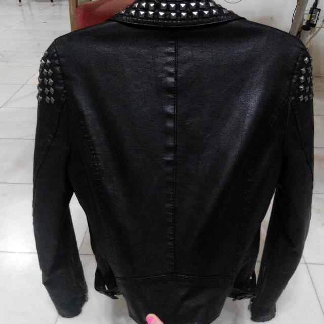 TOPSHOP Studded Biker Leather Jacket