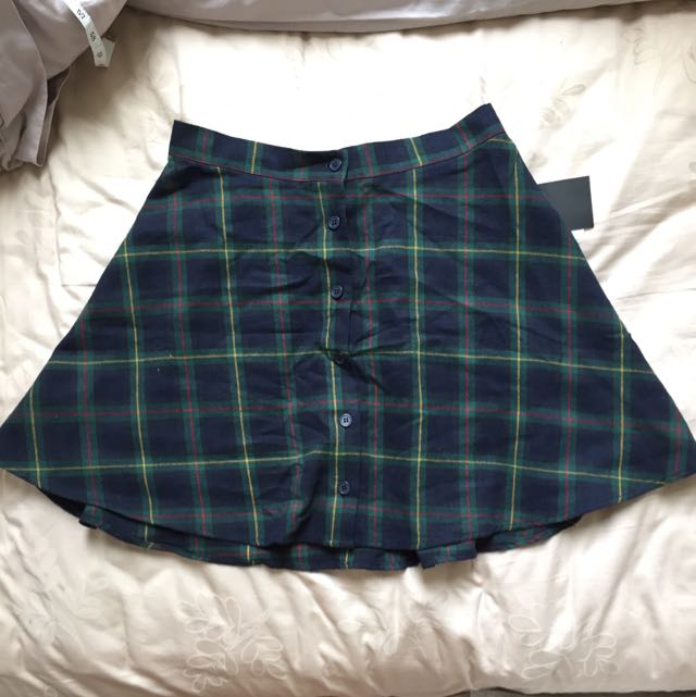 Green plaid skirt pacsun hot sale