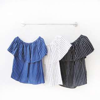 Stripes off shoulder top