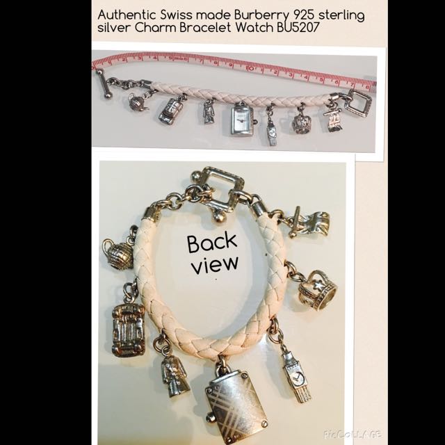 RESERVED Authentic Swiss made Burberry 925 sterling silver Charm Bracelet Watch BU5207