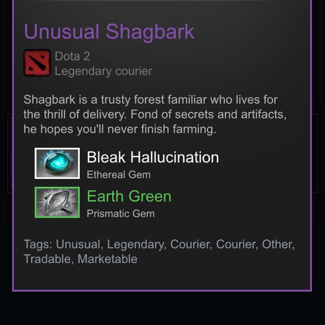 Dota 2 Unusual Couriers (TOBD Red Wardog, BH Earth Green Shagbark
