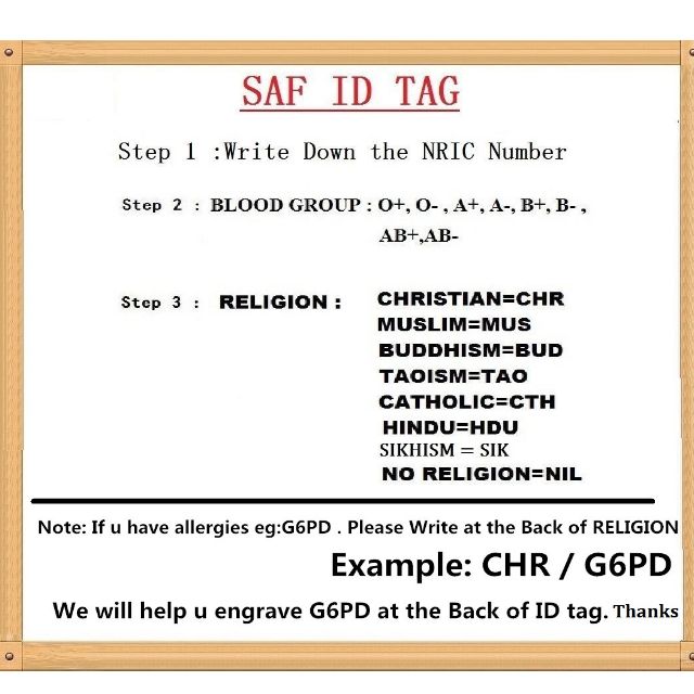 SAF ID TAG ( Singapore armed forces military dog tags) saf tag