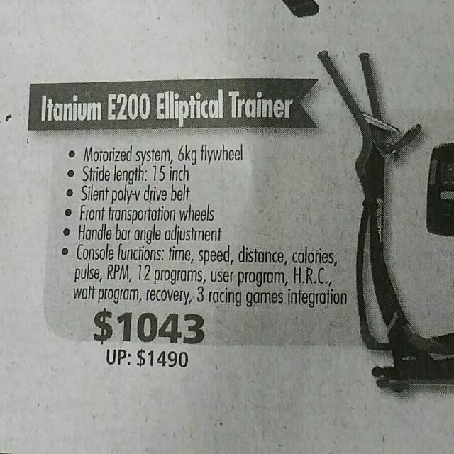 Itanium Machine Itanium E200 Elliptical Trainer, Sports Equipment, Exercise & Fitness ...