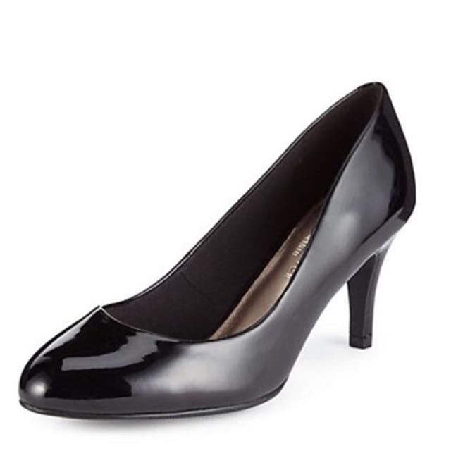 m&s black court shoes