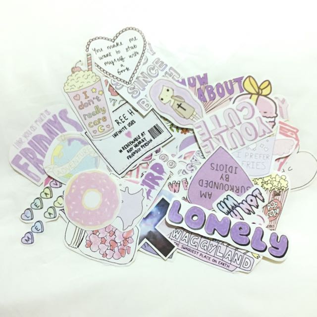Pink And Purple tumblr stickers GB, Design & Craft on ...