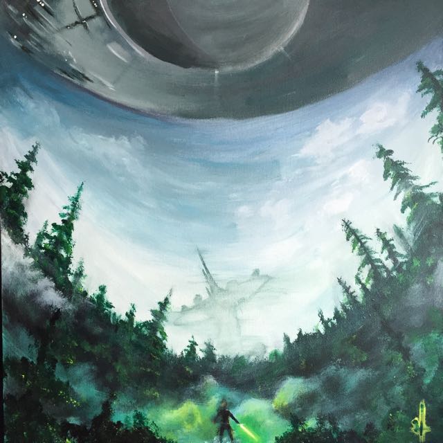 Star Wars Death Over Endor Acrylic On Canvas Design Craft