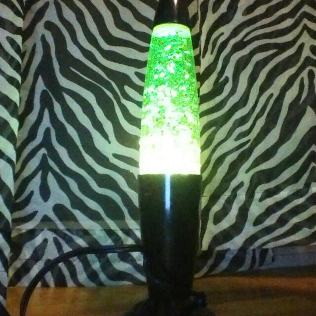 Green Glitter Lava Lamp, Furniture & Home Living on Carousell