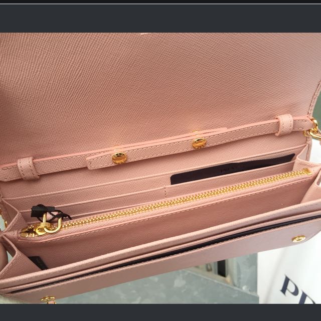 Prada Pink Saffiano Leather Wallet-On-Chain (WOC) QNB03E3RPB056