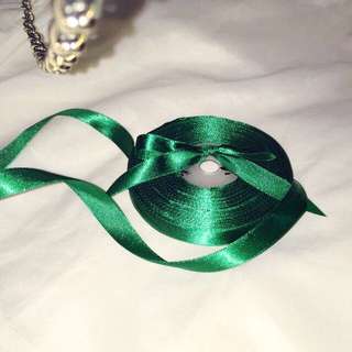 Green Satin One Side Ribbon 1.4cm Or So