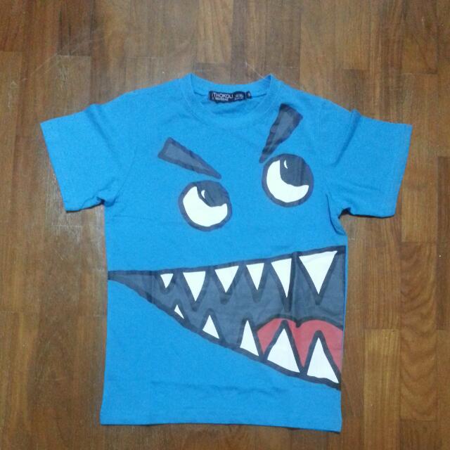 Bn Boys Blue Monster Face Tee Babies Kids On Carousell