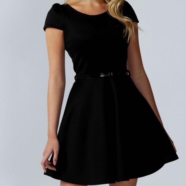 Plain black 2025 skater dress
