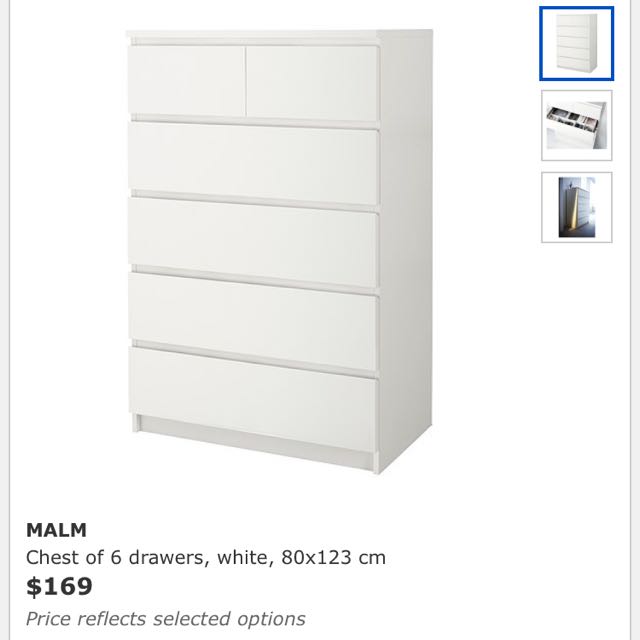 Wts Ikea Malm Chest Of Drawers 6 Drawers White Furniture On