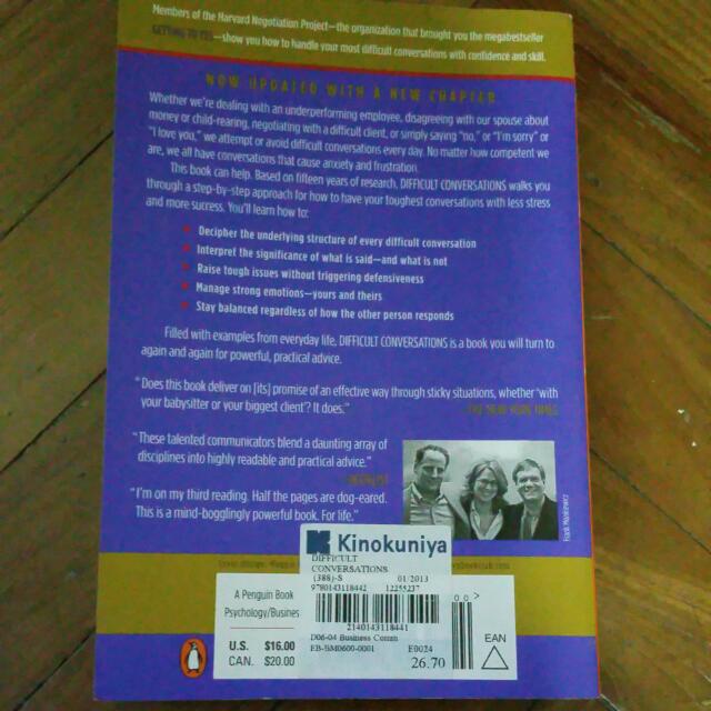 Diffcult Conversation (Category: Assessment Books) located in Singapore. Submitted by ikehara1982 (Listing ID 35914985, Image 2). Description: .