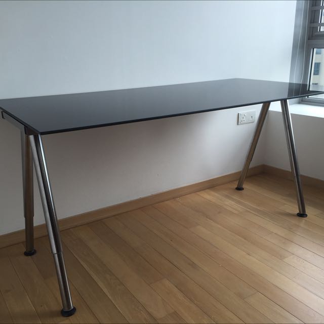 Ikea Galant Black Glass Office Table Furniture On Carousell