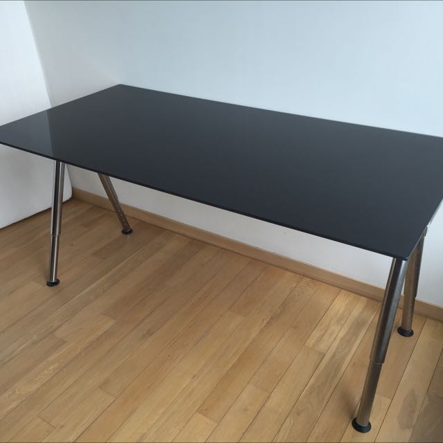 Ikea Galant Black Glass Office Table Furniture On Carousell