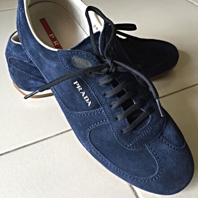 Prada blue suede shoes shop