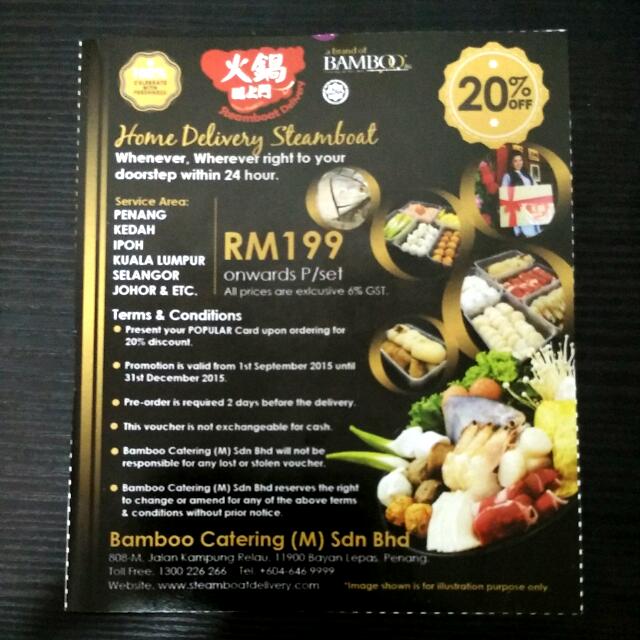 20 Off Home Delivery Steamboat Tickets Vouchers On Carousell