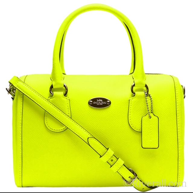 Pre-owned Coach Neon Yellow Leather Mini Bennett Satchel