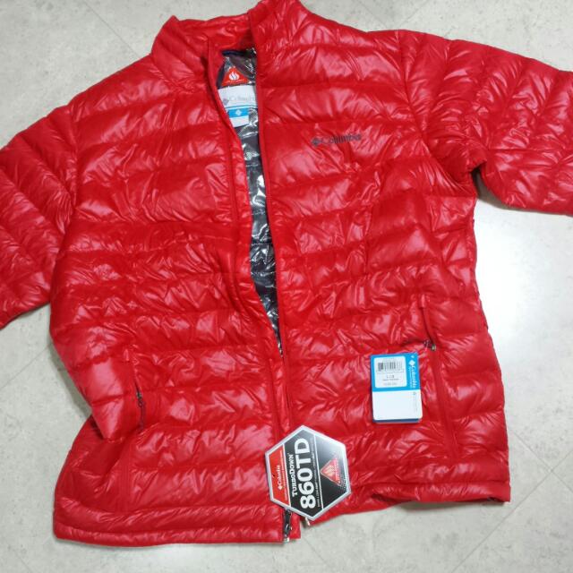 BNWT Columbia Men s Platinium 860 TurboDown Down Jacket In Red L Size Men s Fashion Coats Jackets and Outerwear on Carousell