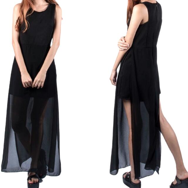 Chiffon overlay top maxi dress