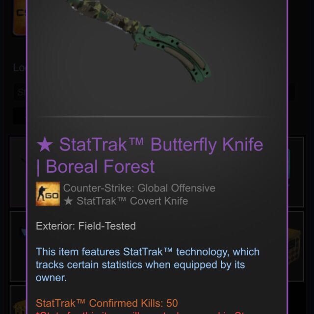 [Trading] Stattrack Butterfly Knife Boreal Forest FT, Hobbies & Toys