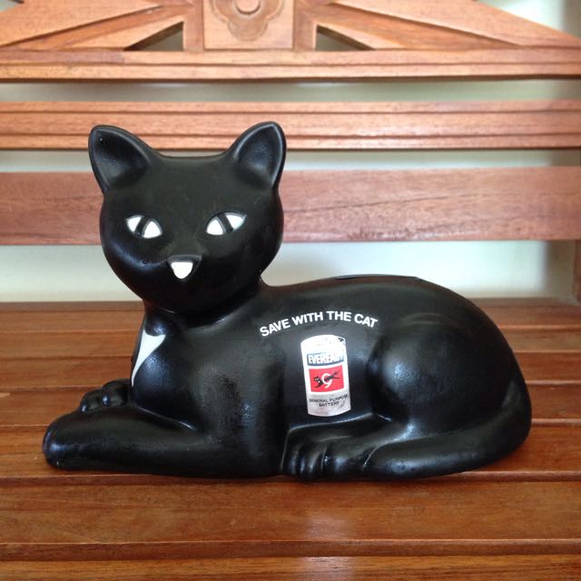 Reserved Vintage Eveready Black Cat Coin Bank Vintage