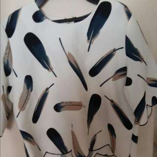 White Top With Leaf Prints (Worn Once only)