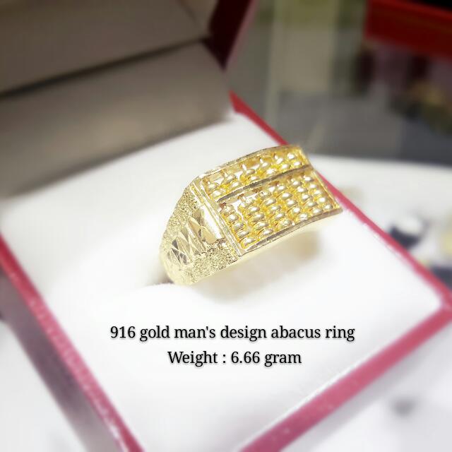916 Gold Abacus Ring Men S Fashion Watches Accessories Jewelry On Carousell