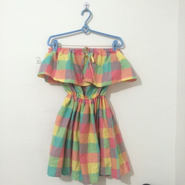 Rainbow checkered dress online