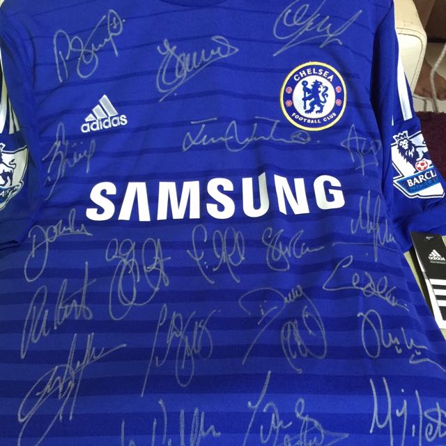 Full Squad Hand Signed Chelsea Home Shirt With 18 Of The First Team Players Including New Signings For 2015 Sports On Carousell