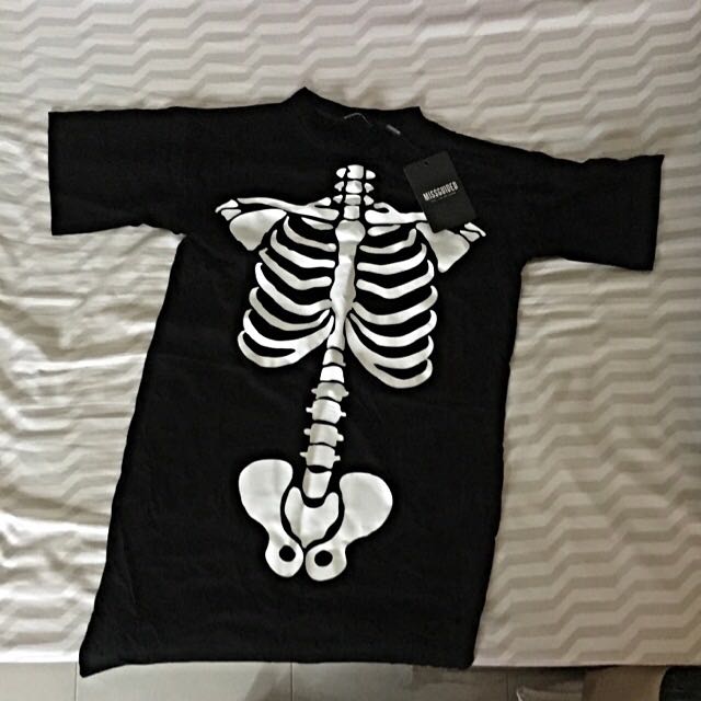 Missguided Skeleton Print Tshirt Dress From ASOS Women s Fashion Tops Sleeveless on Carousell