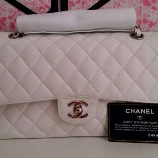 Chanel White Caviar Medium Classic Flap Bag