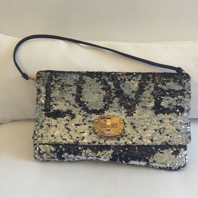 Authentic Miu Miu Glitter Sequin Shoulder Bag/oversized Clutch  