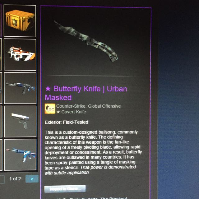 Csgo knife (Butterfly knife Urban Masked), Hobbies & Toys, Toys & Games