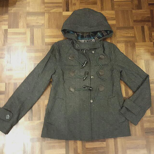 Dotti Grey Wool Jacket Coat Checkered Hoodie Women s Fashion Coats Jackets and Outerwear on Carousell