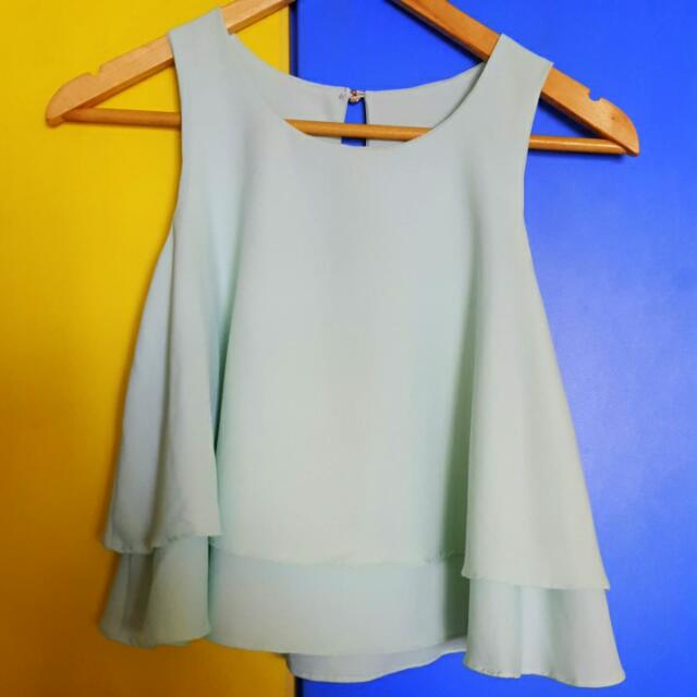 Pale Mint Green Top (Preloved)**reserved , Women's Fashion, Tops