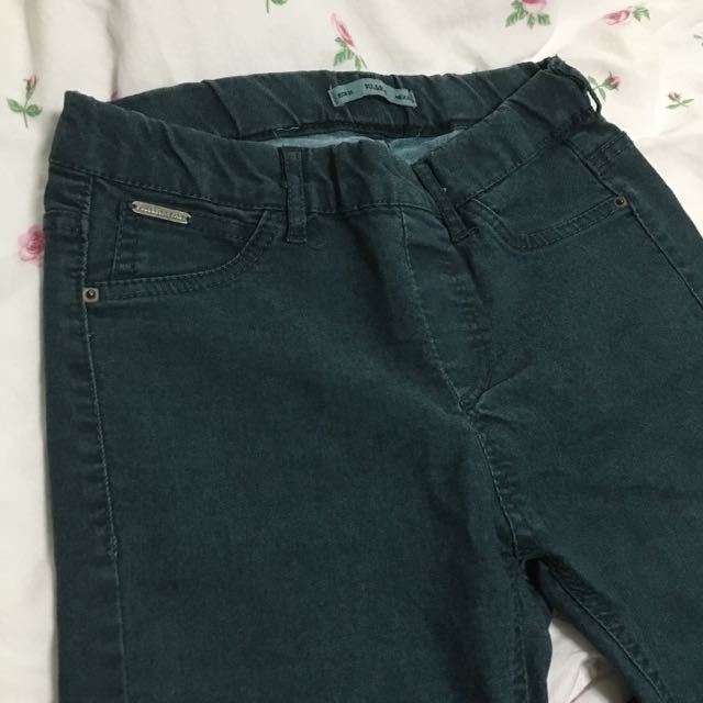 greenish blue jeans