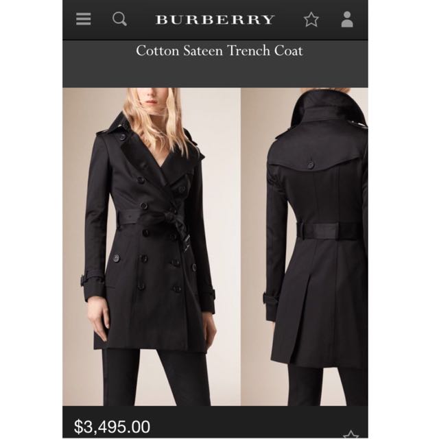 Burberry cotton sateen trench coat sales