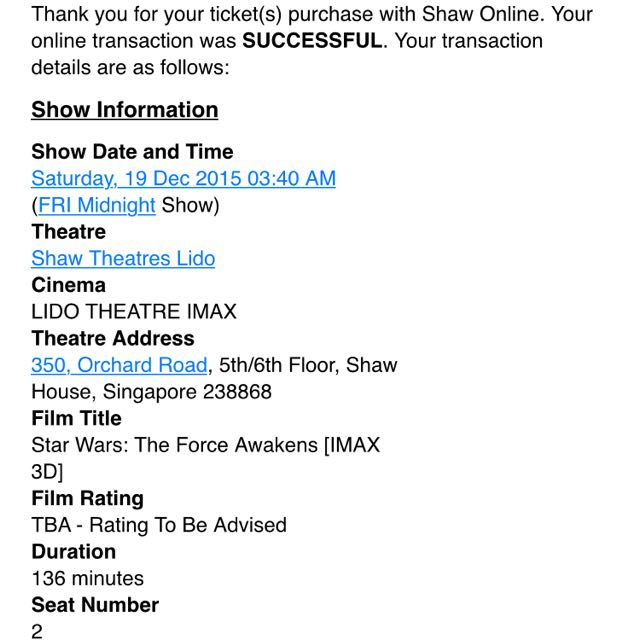 2 Tickets For Star Wars Force Awakens Imax 3d Entertainment On Carousell