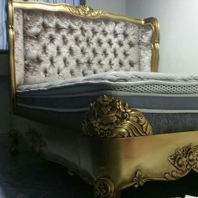 Antique Royal Set Queen Size Bed Frame Sleepnight Mattress Photo