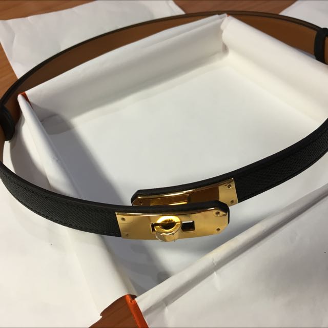 Hermes BNIB Black/Gold Unisex Belt - Vintage Lux
