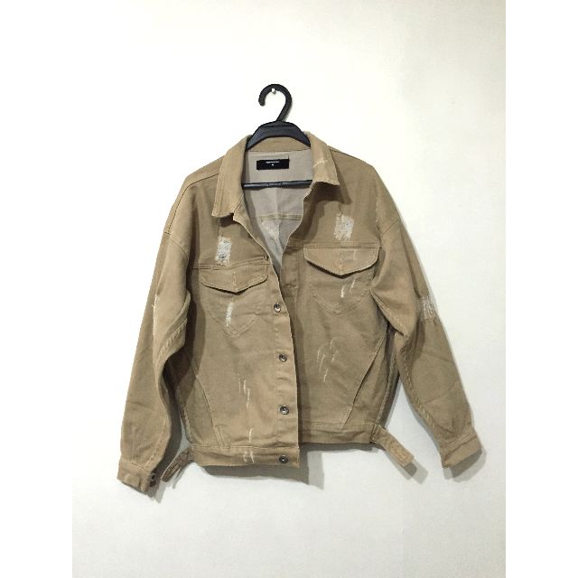 Oversized Denim Jacket in Camel Colour 
